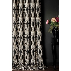 Black and beige cream patterned curtains