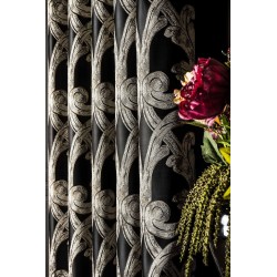 Black and beige cream patterned curtains