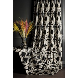 Black and beige cream patterned curtains