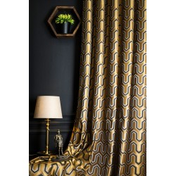 Caramel geometric curtains