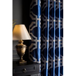 Blue Black Gray Long Stripe Pattern Curtains