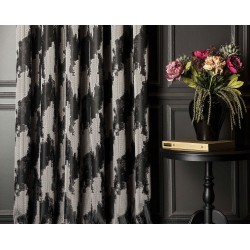 Black and grey striped pattern curtains
