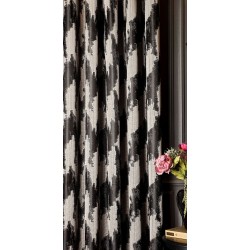 Black and grey striped pattern curtains