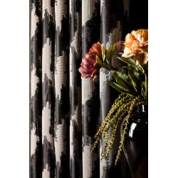 Black and grey striped pattern curtains