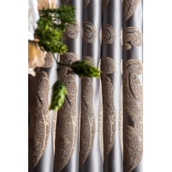 Grey beige striped geometric pattern curtains