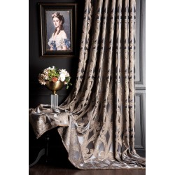 Grey beige striped geometric pattern curtains