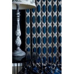 Blue beige regular stripes pattern curtains