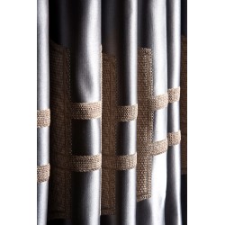 Grey and gold striped geometric pattern curtains