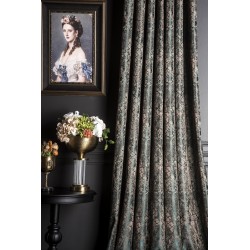 Green beige luxury damask pattern curtains