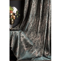 Green beige luxury damask pattern curtains