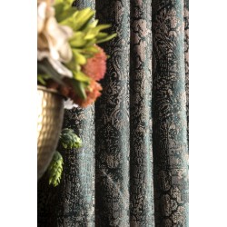 Green beige luxury damask pattern curtains
