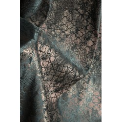 Green beige luxury damask pattern curtains