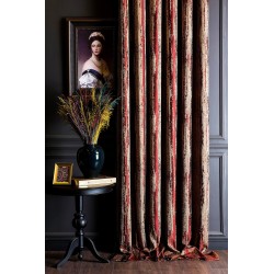 Red curtains with gold pattern