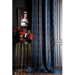 Navy blue geometric pattern curtains