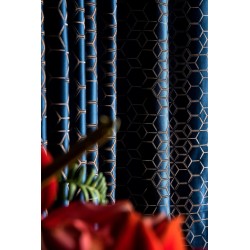 Navy blue geometric pattern curtains