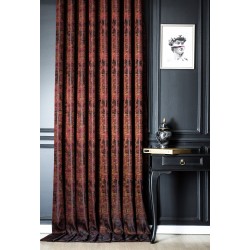 Burgundy red brown stripe pattern curtains