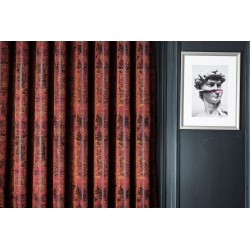 Burgundy red brown stripe pattern curtains