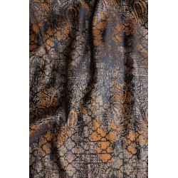 Brown orange striped damask pattern curtains