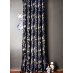 Blue and cream brown curtains