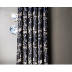 Blue and cream brown curtains