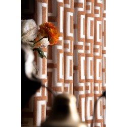 Geometric pattern orange modern curtains