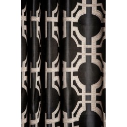 Black curtains with beige pattern
