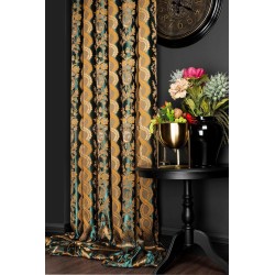 Orange floral pattern curtains