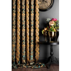 Orange floral pattern curtains