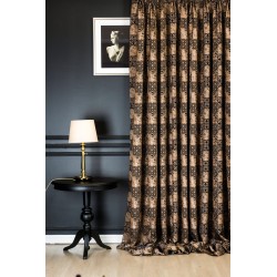 Black intricate damask pattern curtains