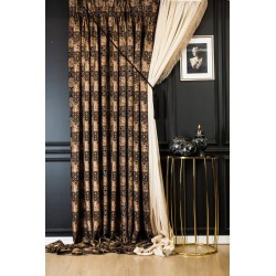 Black intricate damask pattern curtains