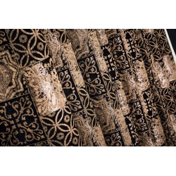 Black intricate damask pattern curtains